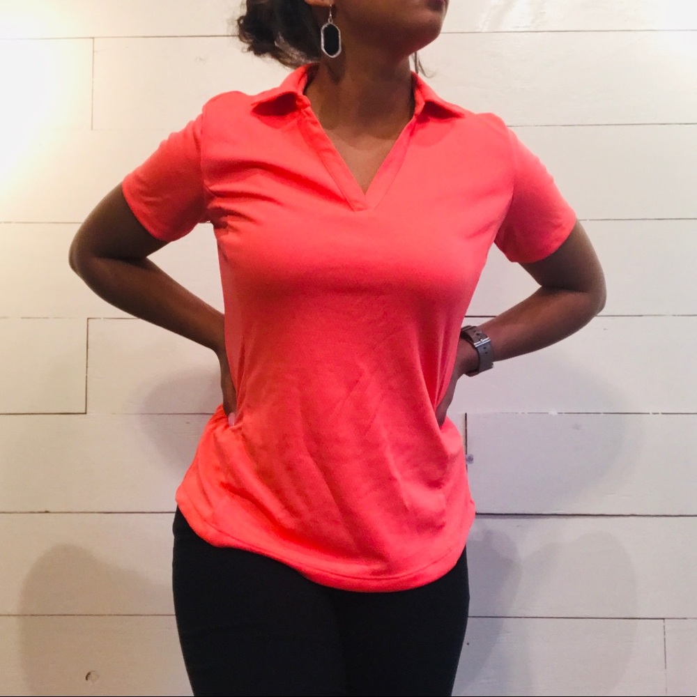Lady Hagen neon collared golf shirt fitted